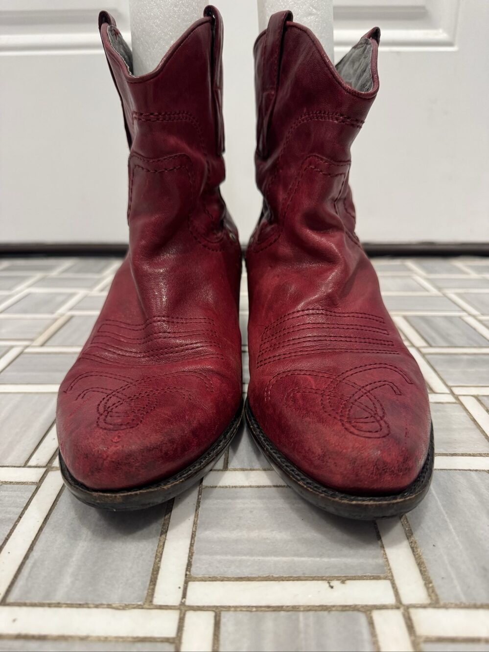 Women’s Franco Sarto Waco Leather Western Boots - Red - Est Size 9-9.5